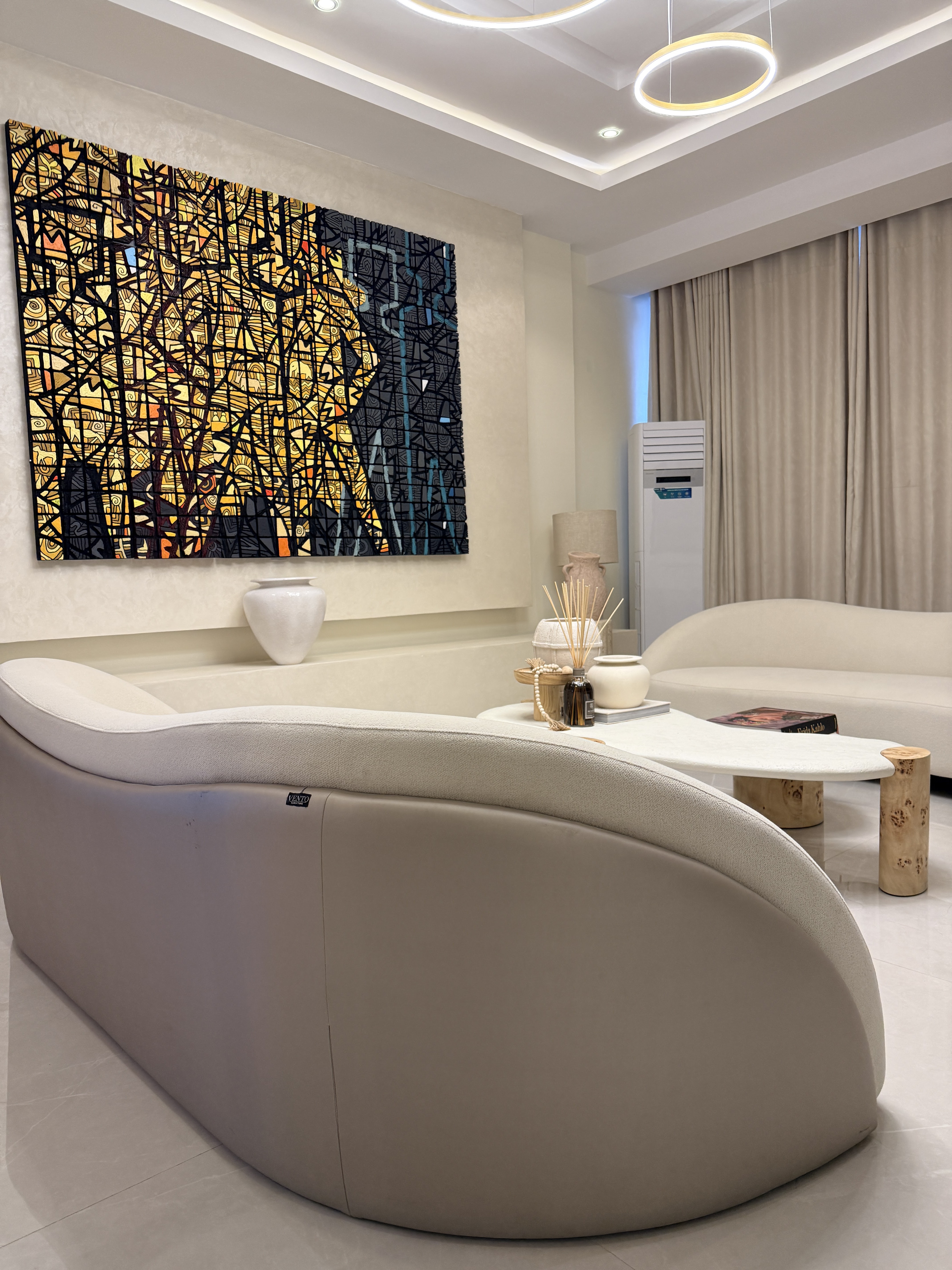 Soft lounge detail with artwork