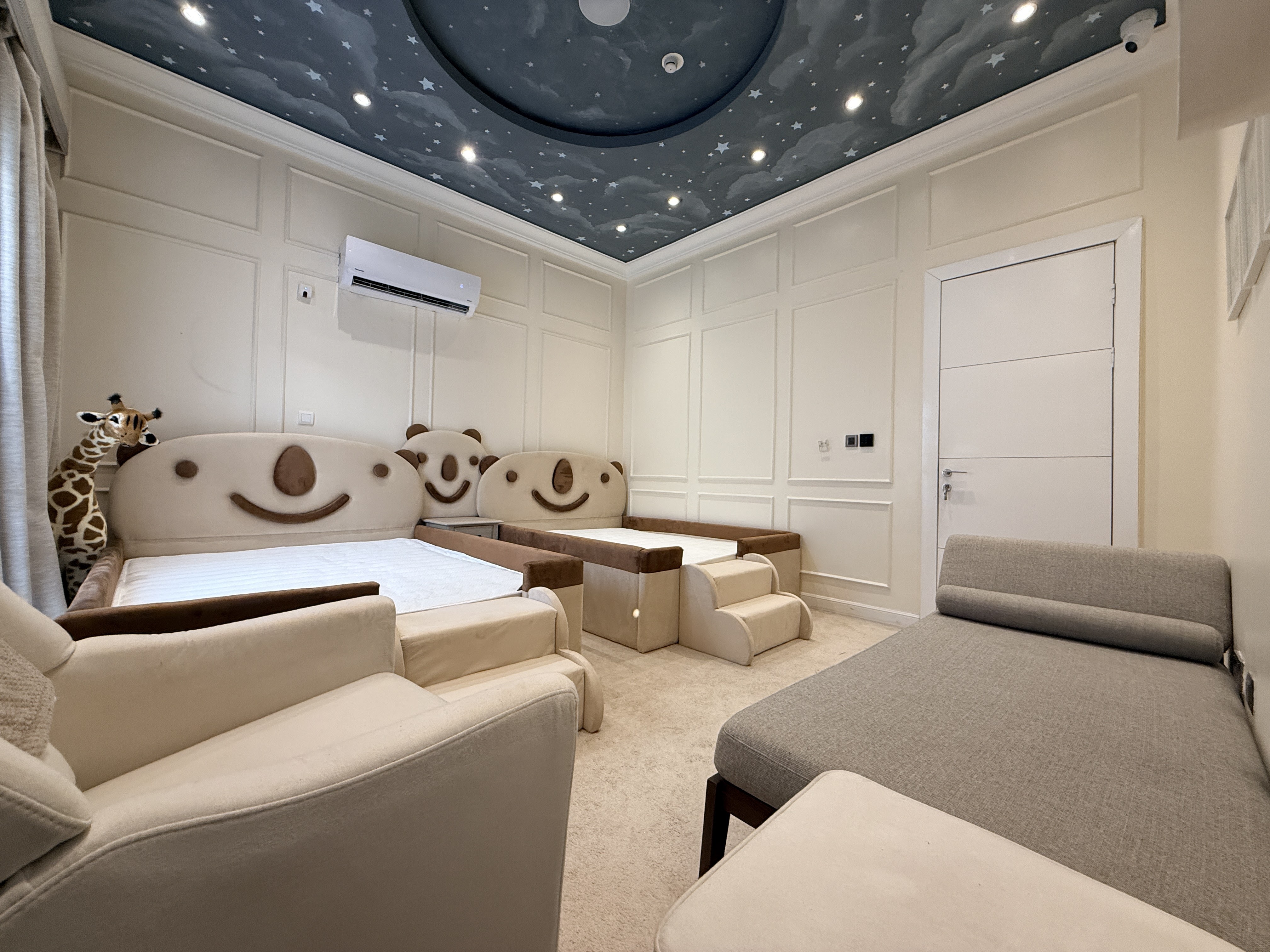 Children bedroom interior with star ceiling